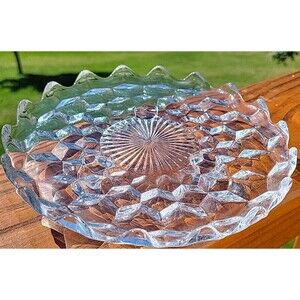 Vintage American Fostoria Clear Glass 3 Footed  7" Tidbit Dish Leaded Crystal